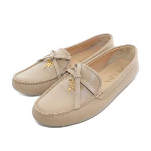 ドライビングシューズ ローファー レースアップ レザー 35.5 21.5cm ベージュ 1DD070