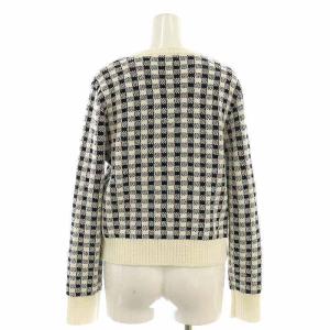 ANAYI 24SS ギンガムブークレニットカーディガン 長袖 38 オフホワイト ブラック /DO OS SH