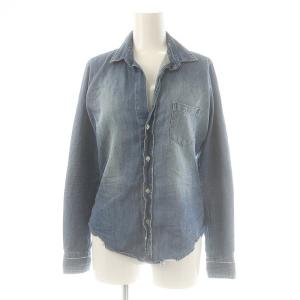 BARRY ダメージ加工デニム シャツ 長袖 オープンカラー XXS 青 ブルー /AT OS SH