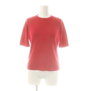 ボタンショルダーハーフスリーブニット カットソー 半袖 38 赤 レッド /AT OS SH