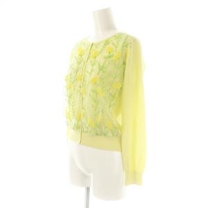 ANAYI ミモザ刺繍 ニットカーディガン クルーネック チュール 38 黄 イエロー /AT OS SH