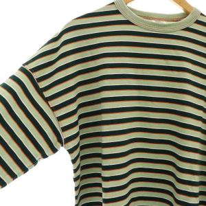 Shinzone 24SS MULTI BORDER LONG TEE カットソー Tシャツ ボーダー FO 緑 グリーン