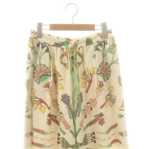 manipuri トライブ柄イージーパンツ ストレート リネン混 F アイボリー マルチカラー /NR OS