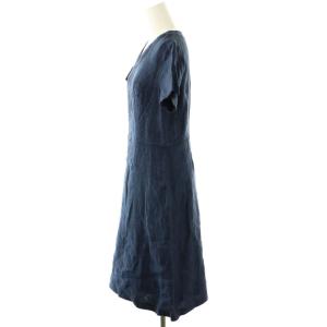 SCAPA インディゴリネンワンピース 半袖 ミモレ ロング リネン 40 紺 /NR OS