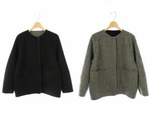 23AW スーパーダブルフェイス リバーシブルコート 千鳥格子 36 ブラック
