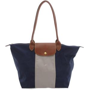 ル プリアージュ トートバッグ ハンドバッグ L 紺 ネイビー グレー /UO
