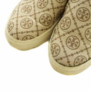 TORY BURCH 87321 スニーカー シューズ スリッポン モノグラム 6.5M 23.5cm ベージュ 茶 /MI