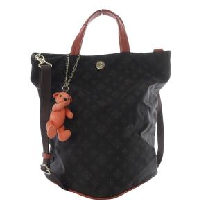 ハンドバッグ ショルダーバッグ 2way 斜め掛け モノグラム ナイロン ダークブラウン /YO25