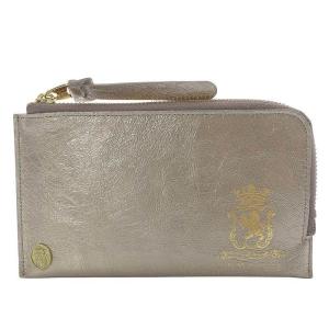 クラックメタルオーガナイザーパース カードケース L字ファスナー レザー ゴールド色 /YO27