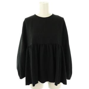 ランバスジャカード ペプラムブラウス 36 黒 /MI OS