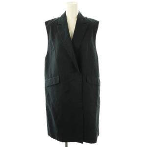 23SS スパークツイル セミロングベスト リネン混 36 紺 /MI OS