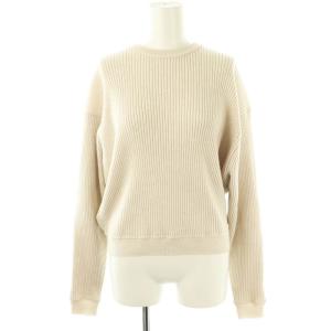 24AW ウールポリエステルストレッチリブ クルーネックプルオーバー ニット セーター S ライトベージュ