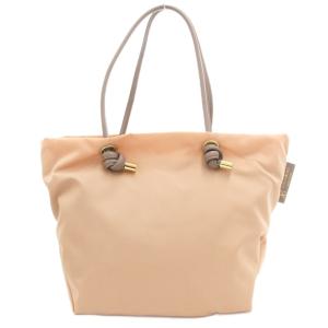 BIANCA ノットハンドルナイロントート ハンドバッグ M 肩掛け ロゴ ベージュ /GV