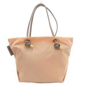 VIOLA d'ORO BIANCA ノットハンドルナイロントート ハンドバッグ M 肩掛け ロゴ ベージュ /GV