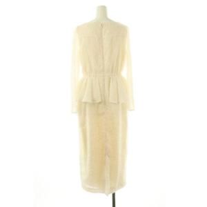 CELFORD 24AW フラッフィージャガードペプラムワンピース ロング 長袖 36 アイボリー /DF OS