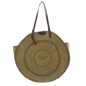 Raffia Round Bow Tote ベージュ