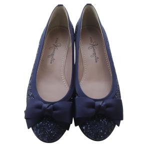 GINZA Kanematsu グリッターリボン パンプス 24.5cm 紺 ネイビー /SR23