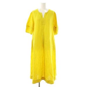 25SS リネンレーヨンコクーンスリーブワンピース ロング イエロー /DF OS