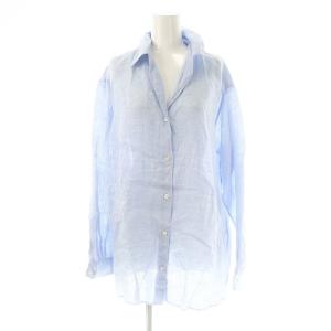 24SS リネン ウォッシュシャツ 長袖 オープンカラー F 青 ブルー /AT OS