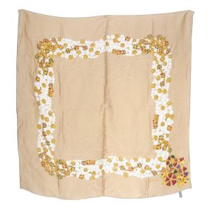 グリポア ジュエリー柄 シルク スカーフ ブラウン