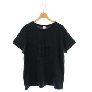 LE VENT VERT フロッキープリントTシャツ カットソー 半袖 紺 ネイビー /AT OS