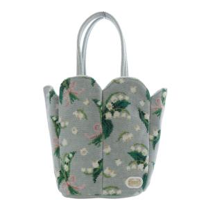 ピュールミュゲ クノスぺトートバッグ ハンドバッグ フラワーモチーフ シルバーグレー /YO18