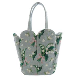 FEILER ピュールミュゲ クノスぺトートバッグ ハンドバッグ フラワーモチーフ シルバーグレー /YO18