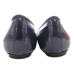 FABIO RUSCONI 美品 バレエシューズ フラット リボンデザイン エナメル 39 紺 ネイビー /GV SH