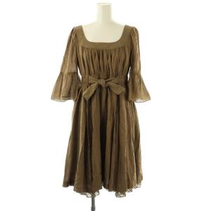 ウエストギャザーワンピース ひざ丈 38 カーキ /DF OS SH