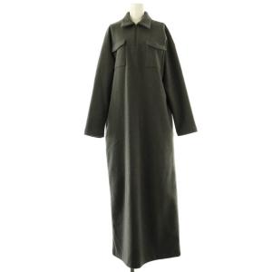 Wool like jersey maxi OP ワンピース ロング 長袖 ハーフジップ 38 グレー