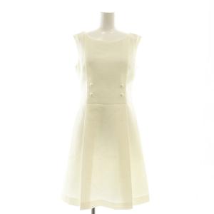 × TISSUE パールモチーフ装飾ツイードノースリーブワンピース ひざ丈 34 ホワイト /DF OS