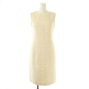 スラブミックスツィードタイトワンピース ひざ丈 ノースリーブ 36 ライトベージュ /DF OS