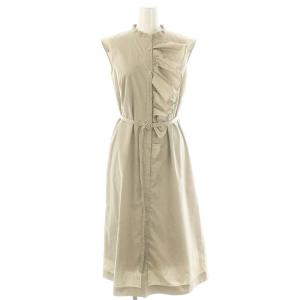 タフタストレッチフリルワンピース ノースリーブ 36 グレージュ /ES OS