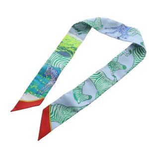 HERMES ツイリースカーフ LES ZEBRES ゼブラ シマウマ シルク ブルー /YO20 OH