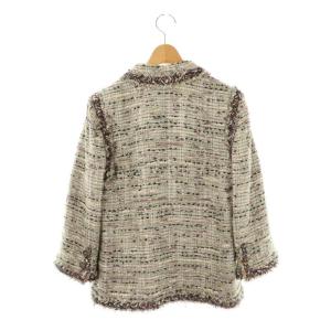 CHANEL 08P P32903V23008 フリンジツイードジャケット ラメ 38 グレー