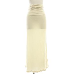 コットンジャージーリブ ロングスカート フレア マキシ ニット 0 アイボリー /AT OS