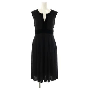 ベロア ノースリーブワンピース ミモレ ロング 40 黒 /NR OS