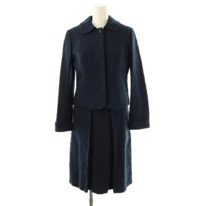 セットアップ ツイード ジャケット ワンピース シルク混 36 ネイビー /DO OS