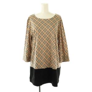 チェック柄 チュニック ワンピース 42 ベージュ ブラック マルチカラー /ES OS