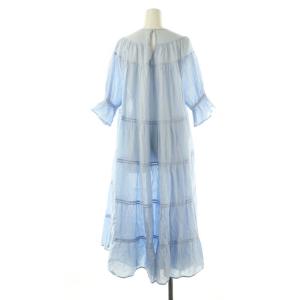 Merlette PARADIS ティアードワンピース ロング 七分袖 XS ブルー /DO OS