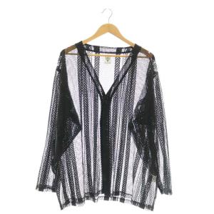 V-Neck Cardigan カーディガン Vネック メッシュ L チャコールグレー QV601 /DO