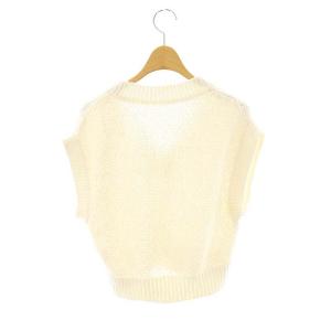 Diagram GRACE CONTINENTAL 24SS カノコショートニットトップ セーター フレンチスリーブ Vネック 36 オフホワイト /NR