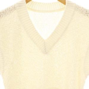 Diagram GRACE CONTINENTAL 24SS カノコショートニットトップ セーター フレンチスリーブ Vネック 36 オフホワイト /NR
