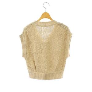 Diagram GRACE CONTINENTAL 24SS カノコショートニットトップ セーター フレンチスリーブ Vネック 36 ベージュ /NR OS