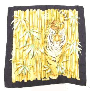 大判スカーフ トラプリント 絹 シルク 黒 ブラック /JS S