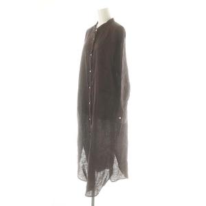Framework FRENCH LINEN シャツワンピース ロング 長袖 ブラウン /HK OS