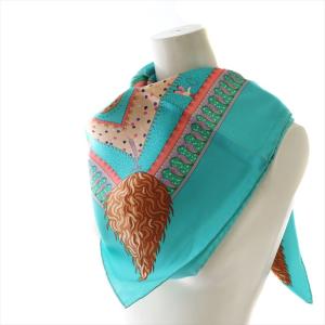 HERMES カレ90 魔法の庭 Enchanted Garden スカーフ ポケットチーフ シルク 青 ブルー /AS