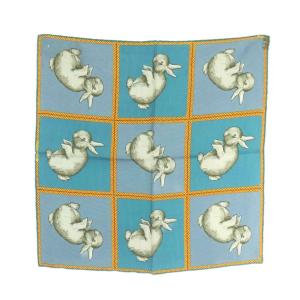 プチカレ Rabbit Duck Illusion だまし絵 ガヴロッシュ スカーフ シルク 総柄 マルチカラー