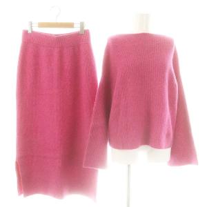 ALPACA WOOL プルオーバー ロングスカート セットアップ ニット 38 ピンク /DF OS