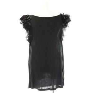 VALENTINO T-SHIRT COUTURE チュール袖 フラワー装飾 ノースリーブ カットソー 10 ブラック /DF